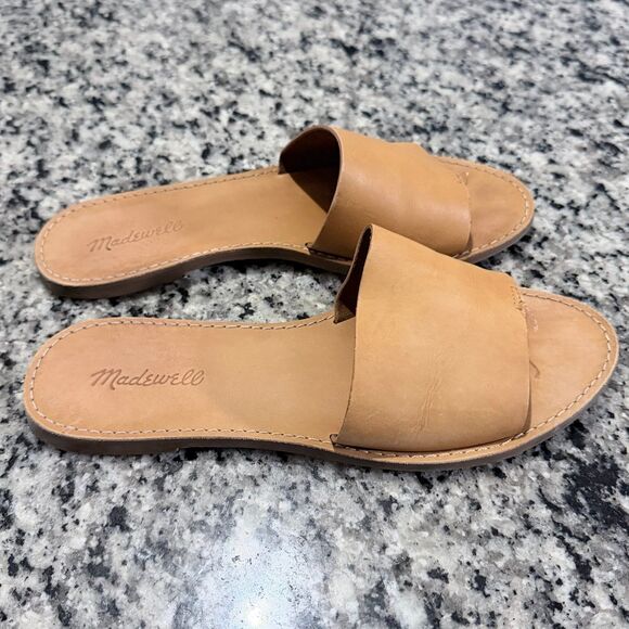 Amazon.com | Madewell The Boardwalk Post Slide Sandal in  Madewell The Boardwalk Post Slide Leather Sandal in Desert Camel Size 10